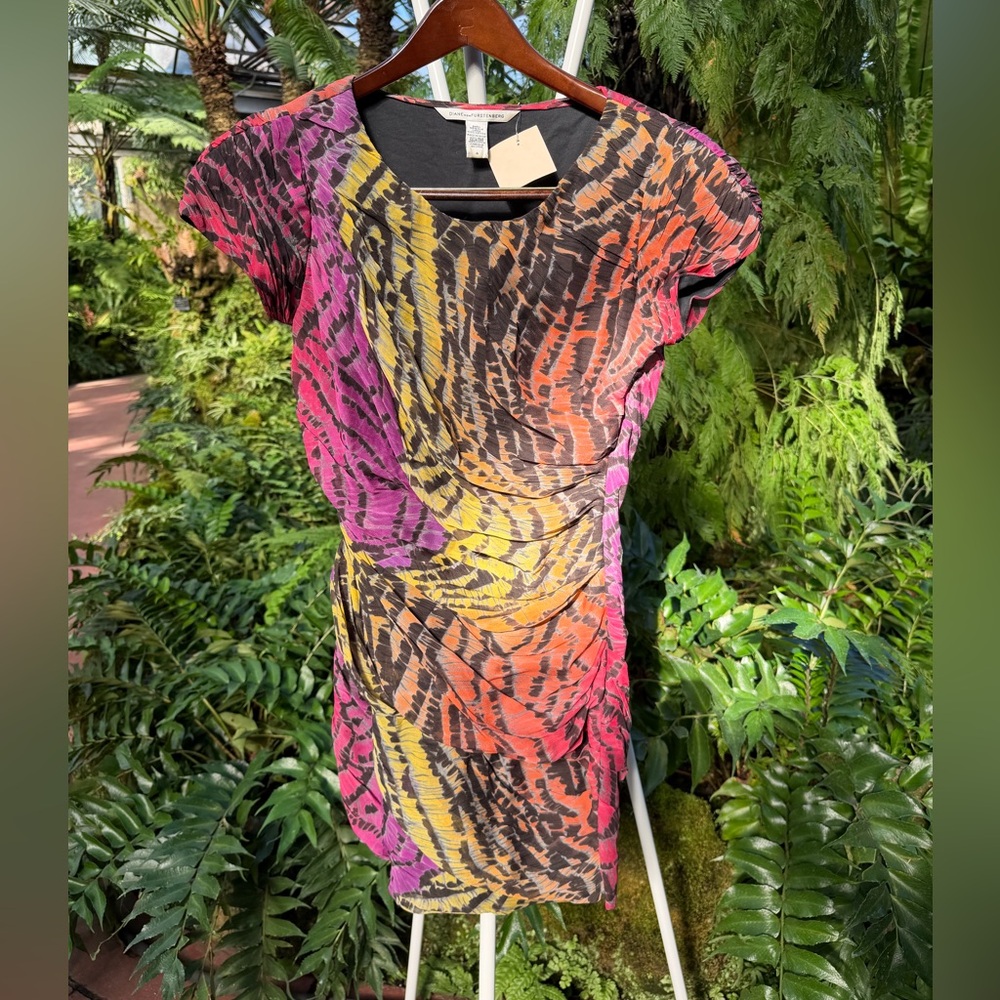 Diane Von Furstenberg Pink and Yellow Mini Dress